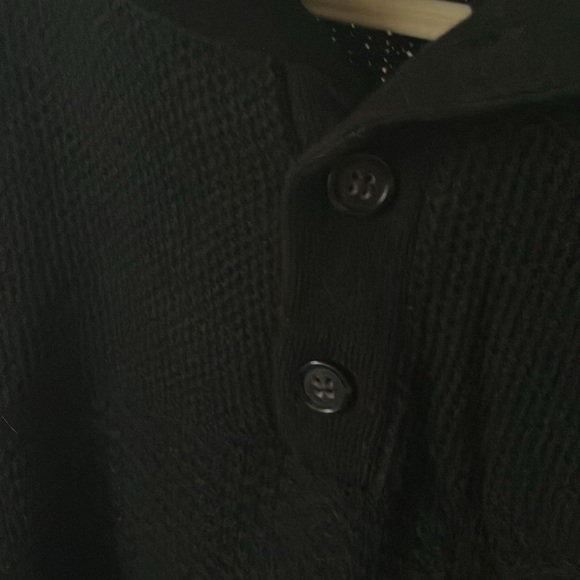 Banana Republic: Black Button collared Knit Sweater- Cotton Blend- L - Picture 9 of 14